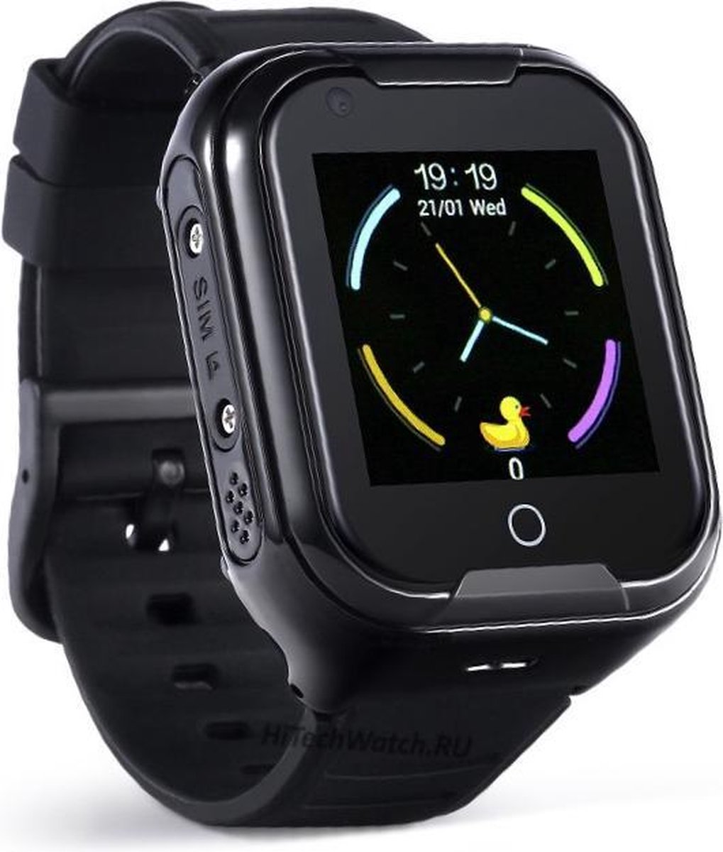 Wonlex GPS horloge kind tracker VideoCall 4G AQUA Wifi Zwart SOS videobellen [IP67 waterdicht] incl. SIM-kaart