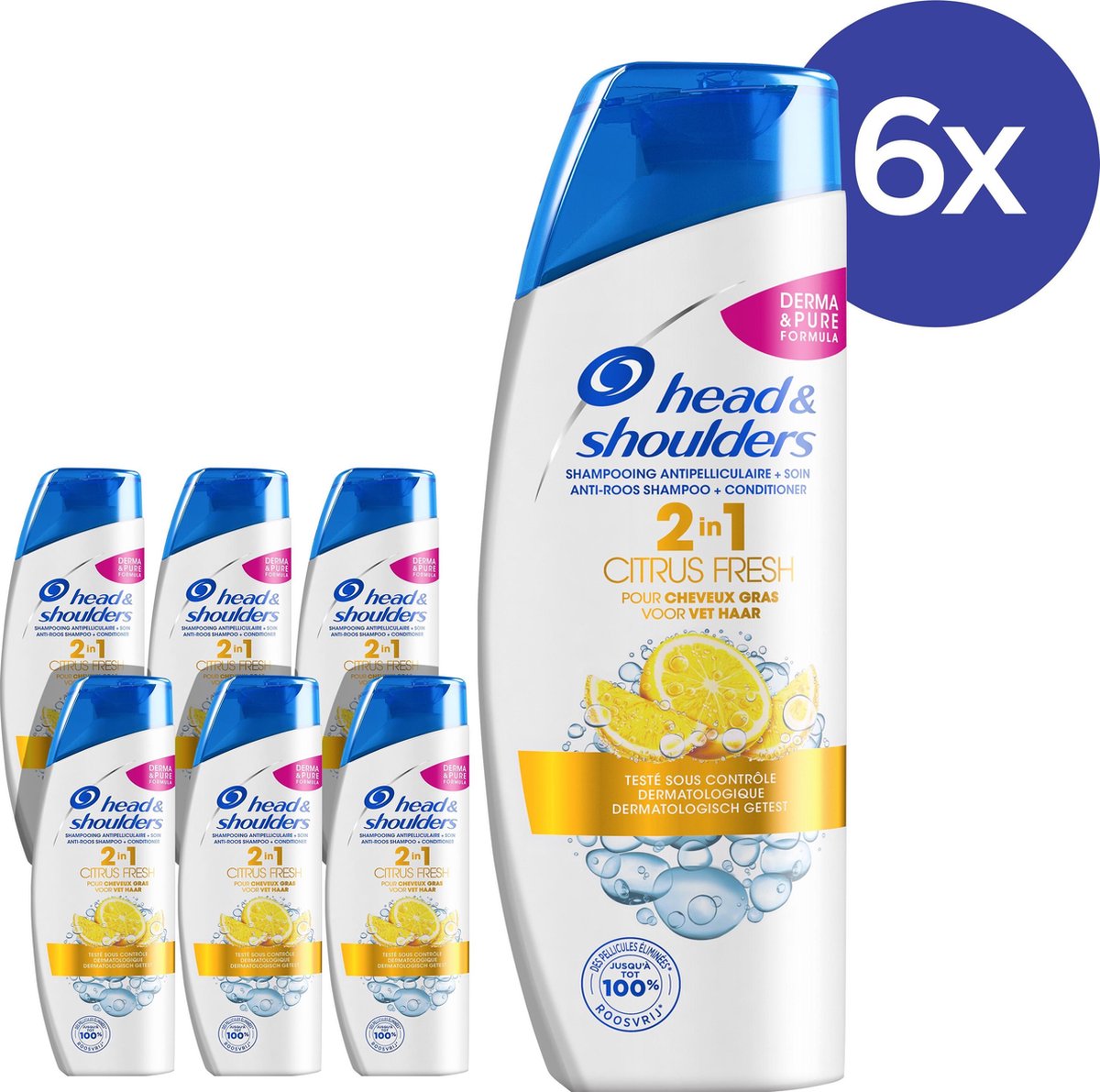 Head & Shoulders Citrus Fresh 2-in-1 Anti-roos - Voordeelverpakking 6x270ml - Shampoo en Conditioner