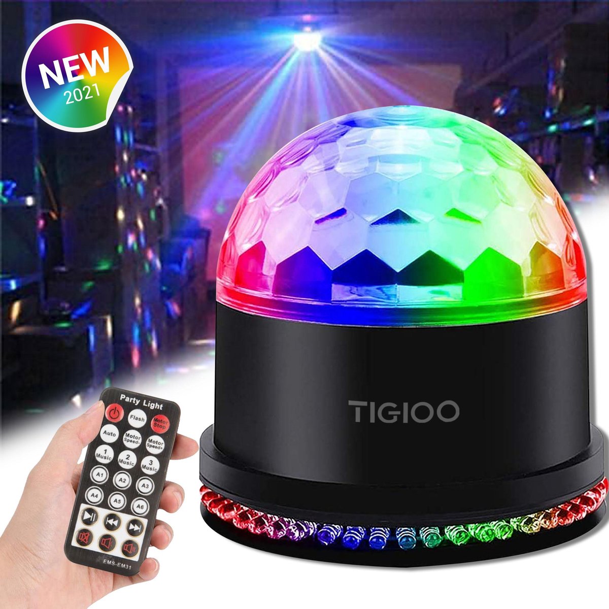 TIGIOO Discolamp Roterende LED Discolamp met Afstandsbediening en Muziekgestuurd - Kinderen/Volwassenen
