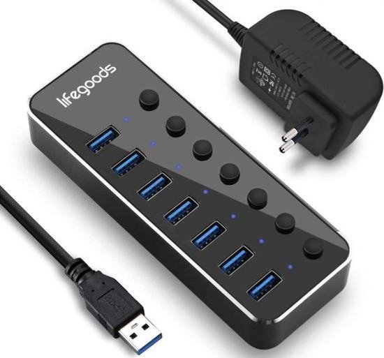 LifeGoods USB 3.0 Hub - 7 Poorten 