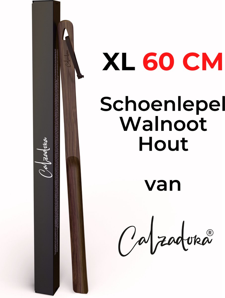 Calzadora® Schoenlepel | 60cm lang | Walnoot Hout Schoentrekker | Duurzaam, sterk en prachtig