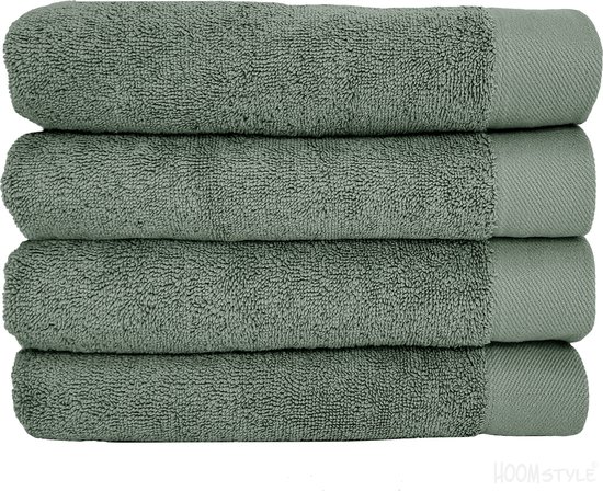 HOOMstyle Luxe Handdoeken Set 4 stuks - 100% Katoen 650gr - 60x110cm – Groen / Olijf