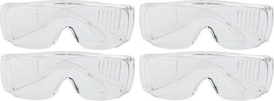 4x Veiligheidsbril /vuurwerkbril voor volwassenen - Beschermbril - Vuurwerkbrillen