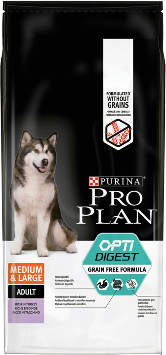 Pro Plan Medium & Large Adult - Graanvrij hondenvoer - Kalkoen - 12 kg
