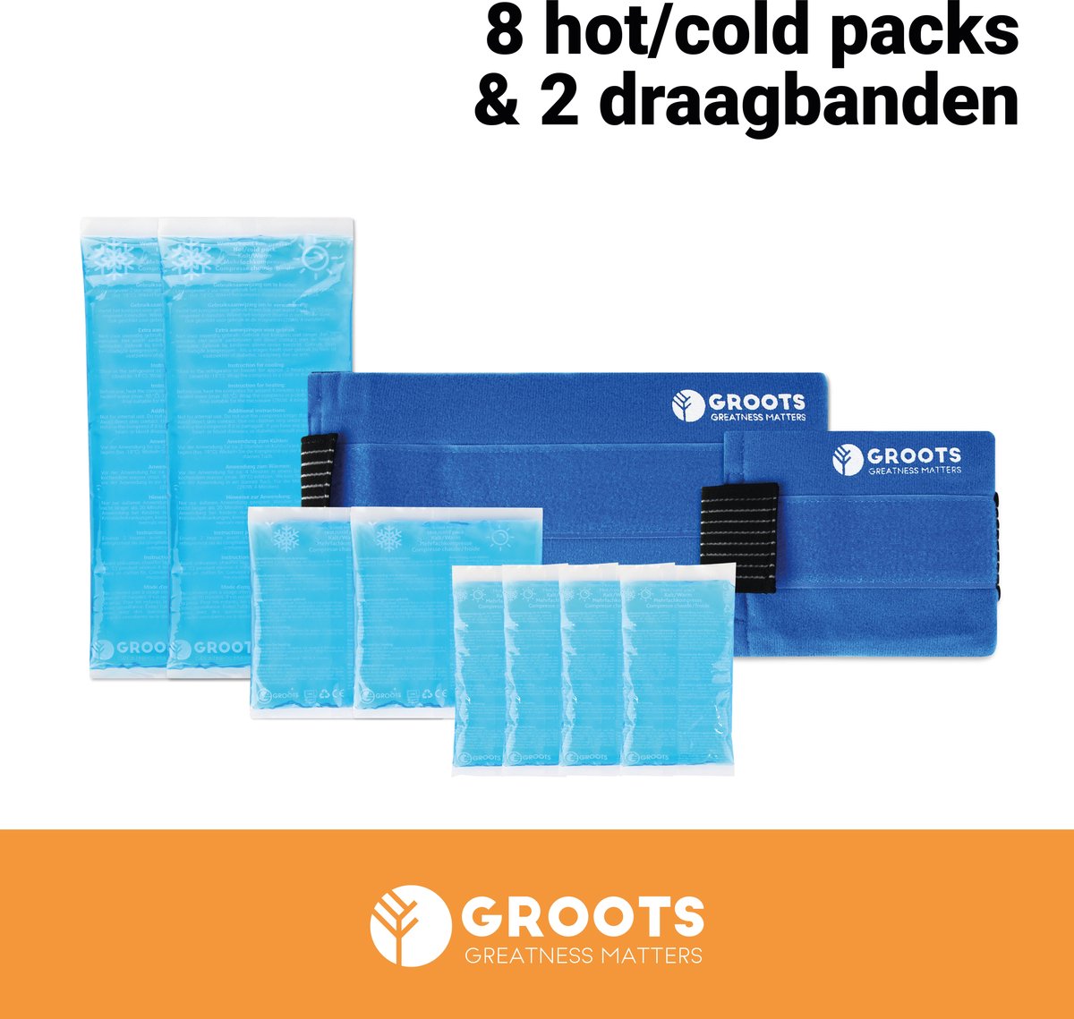 Groots Hot & Cold Pack – 8 Gel Packs Inclusief 2 Houders met Klittenbandsluiting