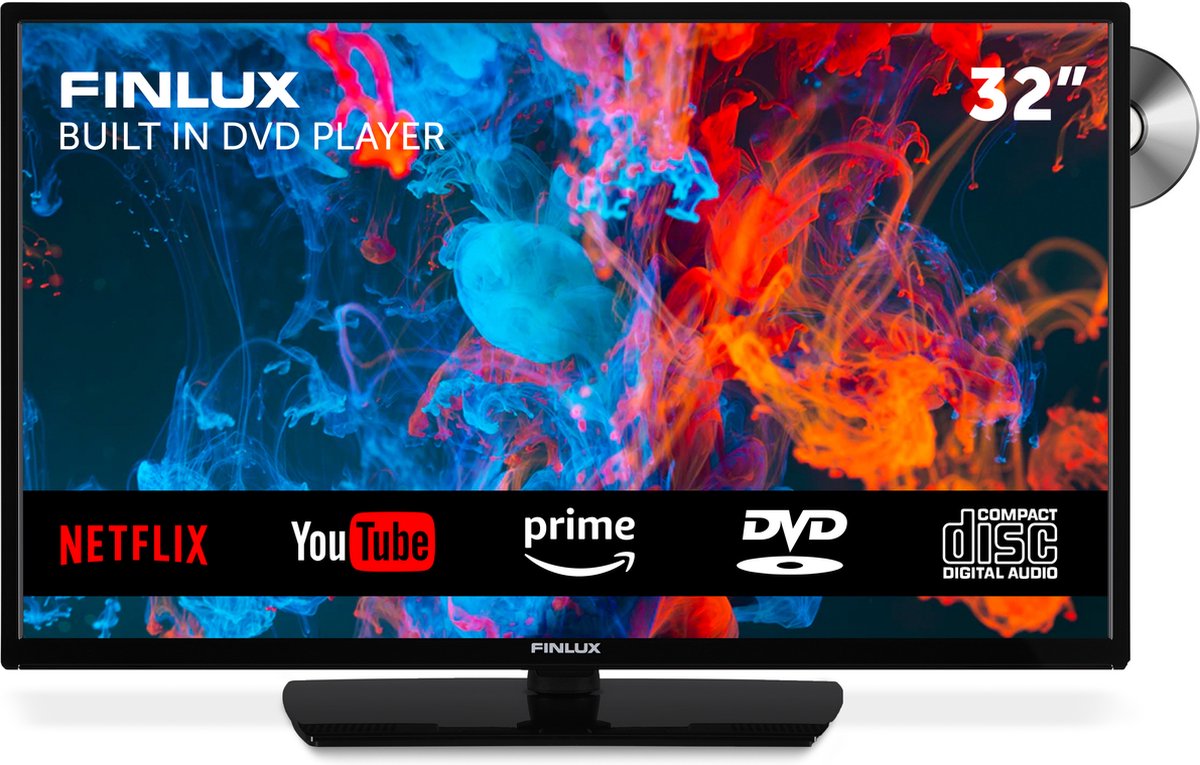 Finlux FLD3235SMART – 32 inch (81 cm) – Smart TV met DVD-Speler Ingebouwd - HD Ready - LED – HDR10 –
