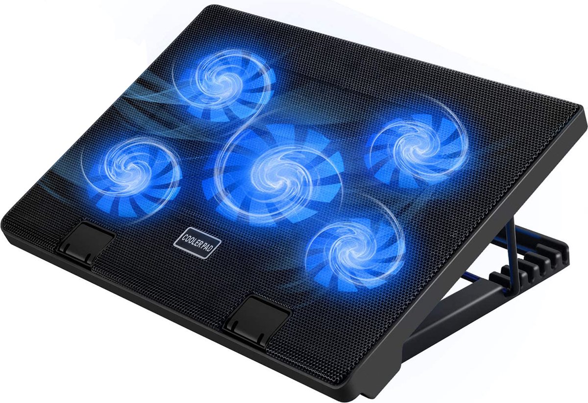 Strex Laptop Cooler - 12" - 17 Inch - Verstelbaar - 5 Ventilators - Laptop Koeler - Cooling Pad
